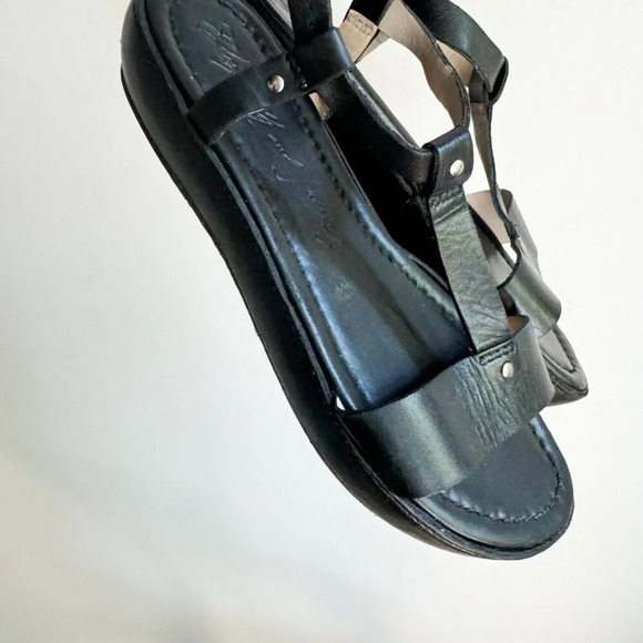 Elizabeth and James Black Leather Strappy Sandals 36.5 - Picture 2 of 9